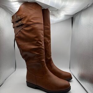 Journee WC-Tori Wide Calf Chestnut Boots Size 9.5
